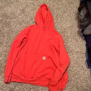 Carhartt Orange-Red Pullover Hooded Sweatshirt